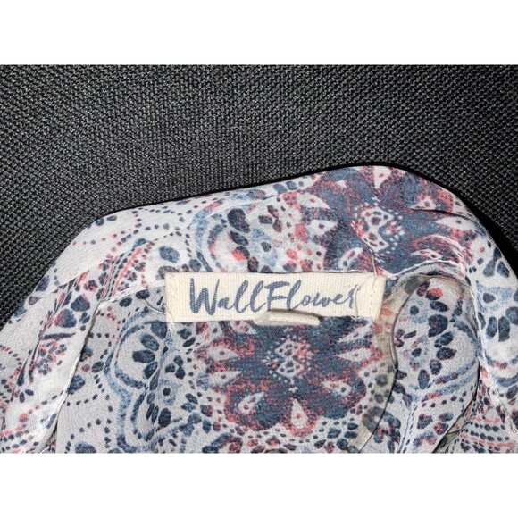 Wallflower Floral Sheer Cardigan Women Large 3/4 Sleeve Sheer Open Front Cottage - Picture 5 of 5
